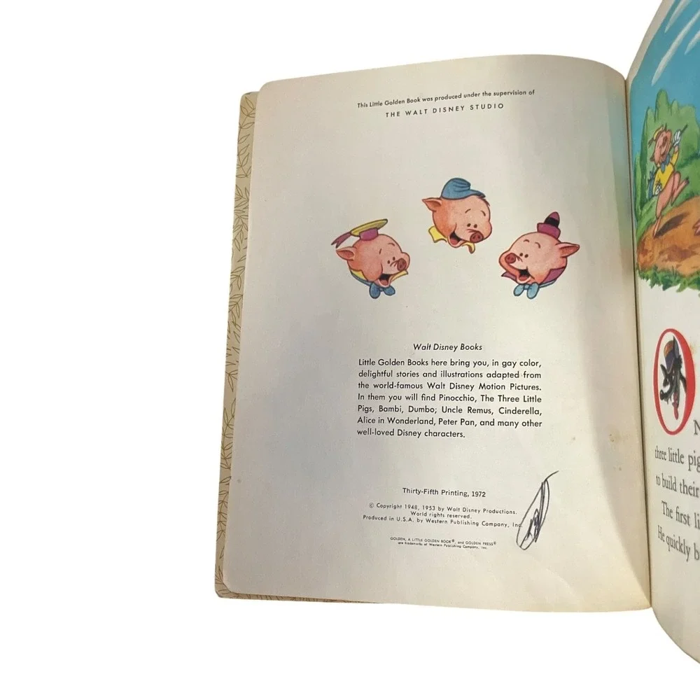 Walt Disney's Three Little Pigs A Little Golden Book 1972 35th Printing Vintage